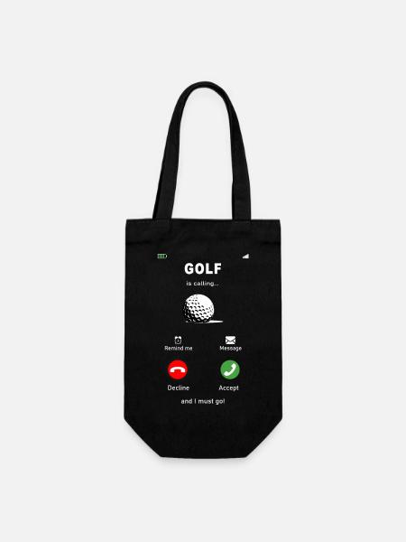 Golf is calling. Golf, Minigolf, Golfball - Geschenkbeutel für Flaschen - Schwarz