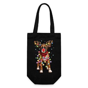 Christmas Boxer Dog - Lustiges Weihnachtswelpengeschenk - Geschenkbeutel für Flaschen - Schwarz - Vorne