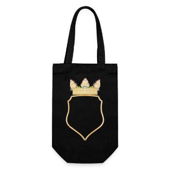 Armoiries avec couronne florale dorée - Sac à bouteille - noir - Devant