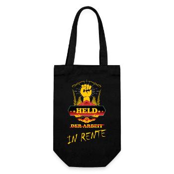 Held der Arbeit in Rente - Rentner Geschenk - Geschenkbeutel für Flaschen - Schwarz - Vorne