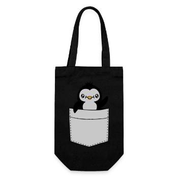 Waving Chest Pocket Penguin - Gift Bag for Bottles - black - Front