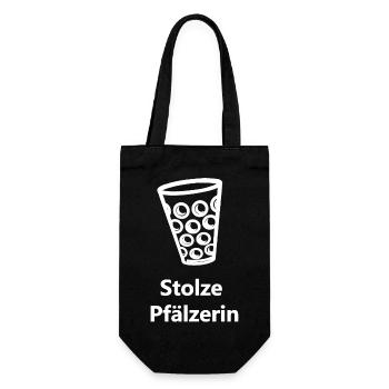 Weinfest, Stolze Pfälzerin, geschenke Pfälzer - Geschenkbeutel für Flaschen - Schwarz - Vorne