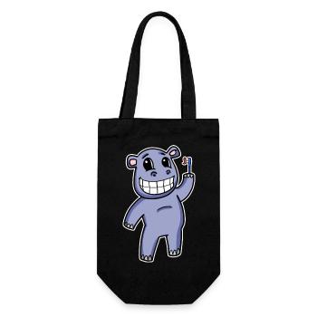 Hippo with toothbrush - Gift Bag for Bottles - black - Front
