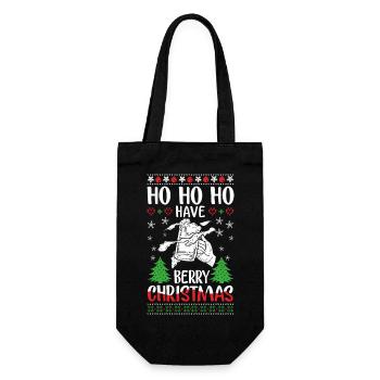 Festive Christmas pony with berry motif - Gift Bag for Bottles - black - Front