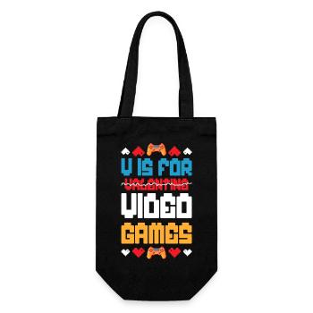 V is for Video Games Valentines Day Adventure RPG - Gift Bag for Bottles - black - Front