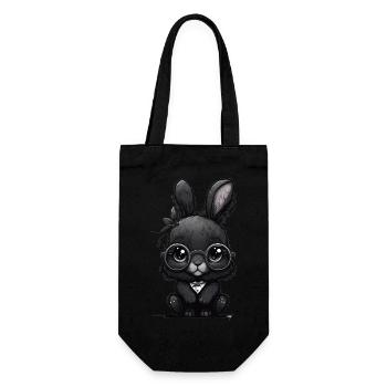 Cute cute black rabbit with glasses - Gift Bag for Bottles - black - Front