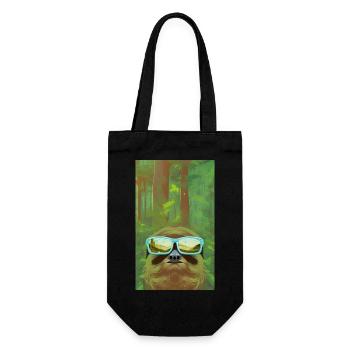 Cool Comic Portrait of a Sloth with sunglasses - Gift Bag for Bottles - black - Front