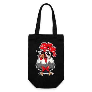 Süßes Huhn mit Bandana Stirnband Brille Mädchen - Geschenkbeutel für Flaschen - Schwarz - Vorne