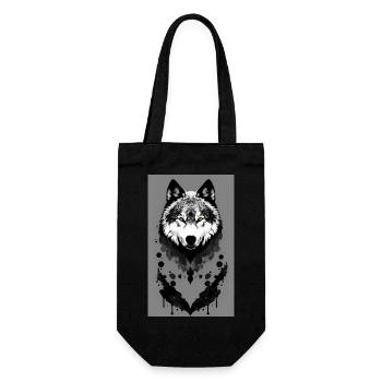Wolf - Geschenkbeutel für Flaschen - Schwarz - Vorne
