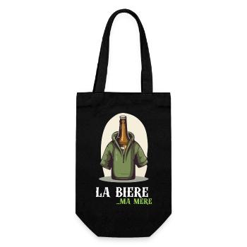 Das Bier... Meine Mutter - Geschenkbeutel für Flaschen - Schwarz - Vorne