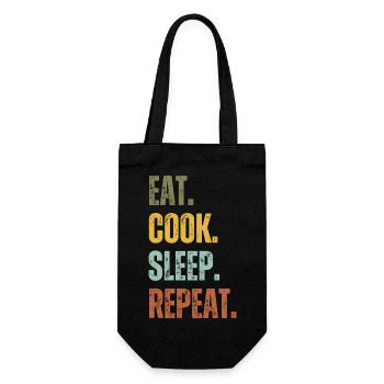 EAT COOK SLEEP REPEAT - Gift Bag for Bottles - black - Front
