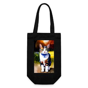 Domestic short haired cat waits for you - Gift Bag for Bottles - black - Front