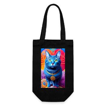 Lovely domestic short haired cat - Gift Bag for Bottles - black - Front