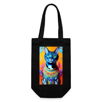 Gorgeus domestic short haired cat - Gift Bag for Bottles - black - Front