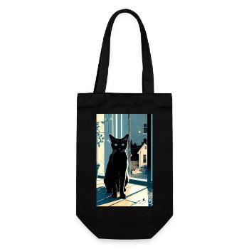 Domestic short haired cat during night - Gift Bag for Bottles - black - Front