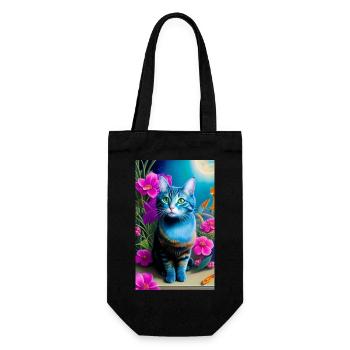 Adorable domestic short haired cat - Gift Bag for Bottles - black - Front