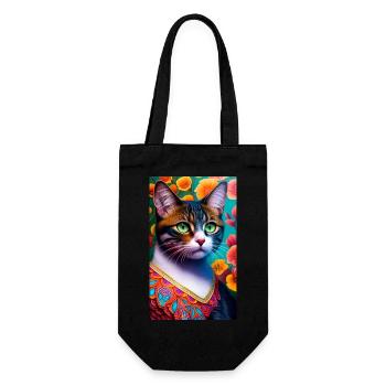 Domestic short haired cat in lovely colors - Gift Bag for Bottles - black - Front