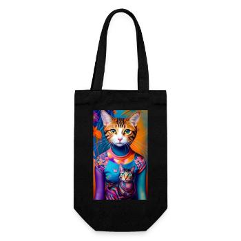 Prodigious domestic short haired cat - Gift Bag for Bottles - black - Front