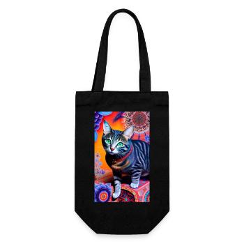 Wondrous domestic short haired cat - Gift Bag for Bottles - black - Front