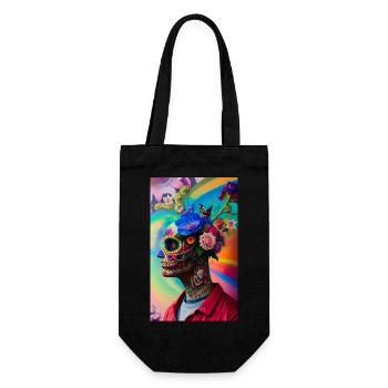 ARTWORK Flower Skull Head Guy - Gift Bag for Bottles - black - Front