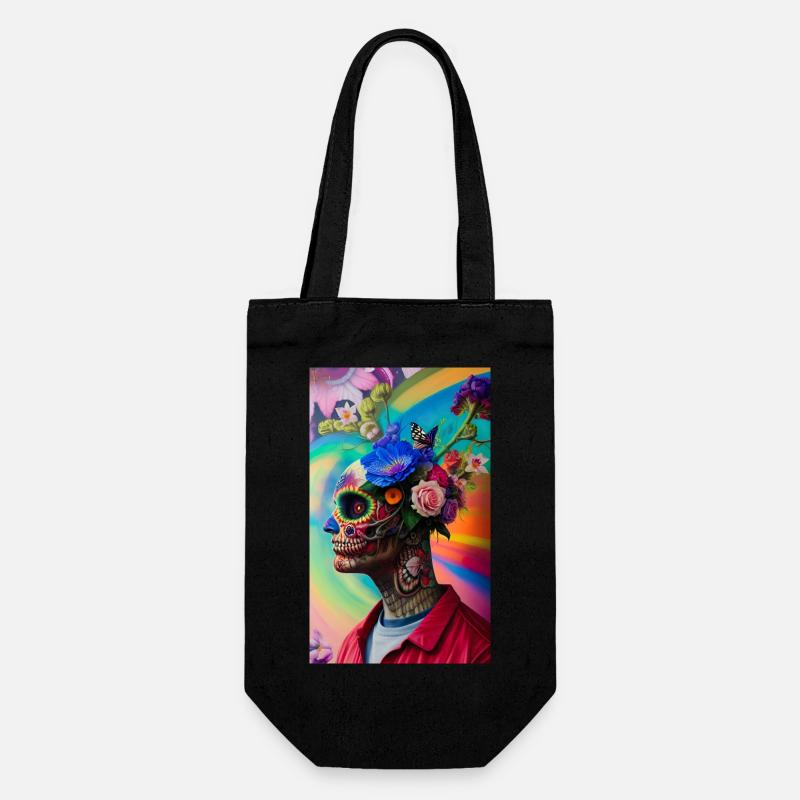 ARTWORK Flower Skull Head Guy - Geschenkbeutel für Flaschen - Schwarz