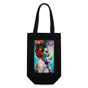 ARTWORK Flower Power Girl - Gift Bag for Bottles - black - Front