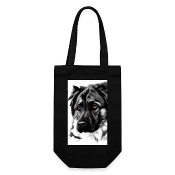 Black and White Dog Sketch - Gift Bag for Bottles - black - Front
