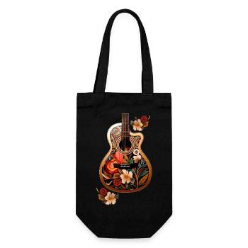 Schöne Gitarre mit Blumenmuster - Geschenkbeutel für Flaschen - Schwarz - Vorne