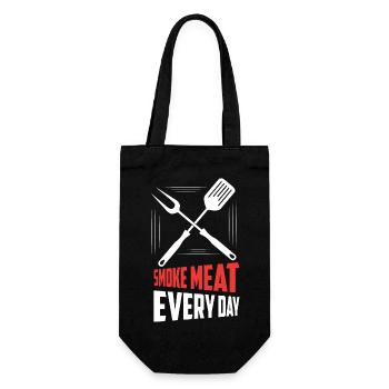 Smoke Meat Every Day Smoker BBQ Grilling - Geschenkbeutel für Flaschen - Schwarz - Vorne