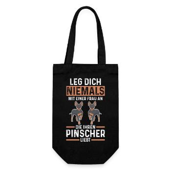 Hund Pinscher - Geschenkbeutel für Flaschen - Schwarz - Vorne