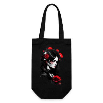Woman in gothic style with white and red roses - Gift Bag for Bottles - black - Front