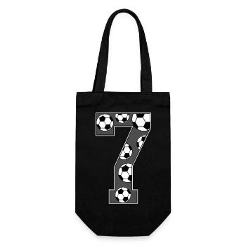 7 Geburtstag Fußball grau - Geschenkbeutel für Flaschen - Schwarz - Vorne