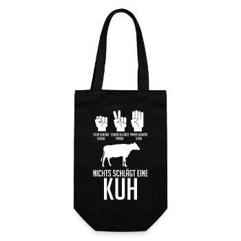 Kuh Landwirt Bauernhof Kühe - Geschenkbeutel für Flaschen - Schwarz - Vorne