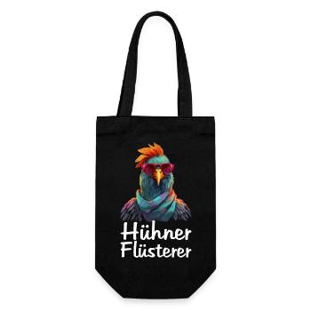 Hühner Flüsterer Huhn Landwirt Bauer Hahn Gockel - Geschenkbeutel für Flaschen - Schwarz - Vorne