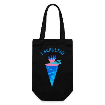 Schultüte 1. Schultag - Geschenkbeutel für Flaschen - Schwarz - Vorne