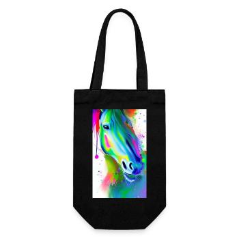 Horse | Horseback riding | Animal | Mount | Colorful - Gift Bag for Bottles - black - Front