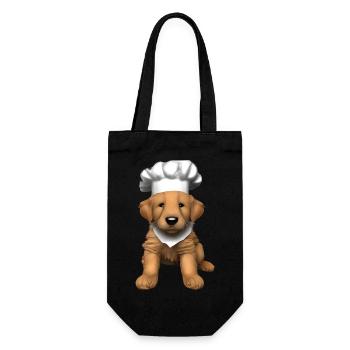 Dogs Restaurateur Golden Retriever Cooking Puppy - Gift Bag for Bottles - black - Front