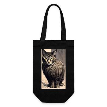Katze | Haustier | Katzenfan | niedlich | Kätzchen - Geschenkbeutel für Flaschen - Schwarz - Vorne