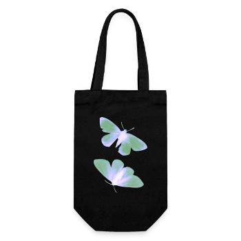 Schmetterling grün/blau - Geschenkbeutel für Flaschen - Schwarz - Vorne