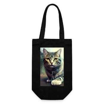Katze | Haustier | Katzenfan | niedlich | Kätzchen - Geschenkbeutel für Flaschen - Schwarz - Vorne