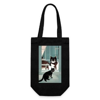 Katze | Haustier | Katzenfan | niedlich | Kätzchen - Geschenkbeutel für Flaschen - Schwarz - Vorne