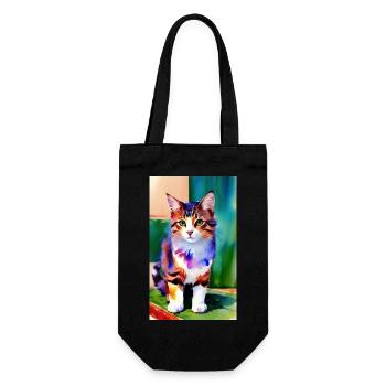 Katze | Haustier | Katzenfan | niedlich | Kätzchen - Geschenkbeutel für Flaschen - Schwarz - Vorne