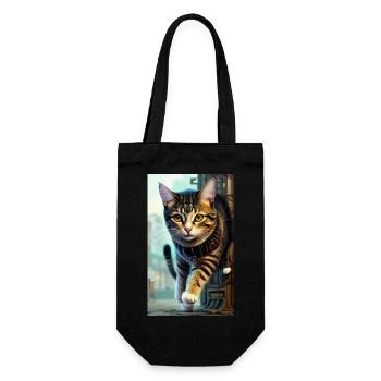 Katze | Haustier | Katzenfan | niedlich | Kätzchen - Geschenkbeutel für Flaschen - Schwarz - Vorne