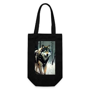 Wolf | Raubtier | Hund | Mystisch - Geschenkbeutel für Flaschen - Schwarz - Vorne