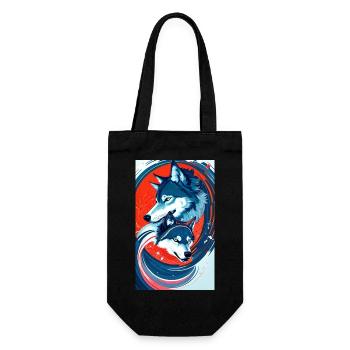 Loup | Prédateur | Chien | Mystique - Sac à bouteille - noir - Devant