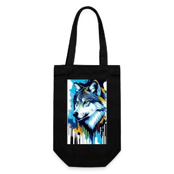 Wolf | Raubtier | Hund | Mystisch - Geschenkbeutel für Flaschen - Schwarz - Vorne