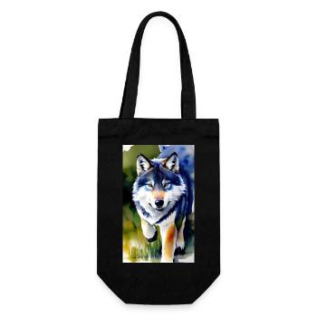Wolf | Predator | Dog | Mystical - Gift Bag for Bottles - black - Front