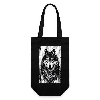 Wolf | Raubtier | Hund | Mystisch - Geschenkbeutel für Flaschen - Schwarz - Vorne