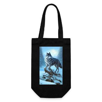 Loup | Prédateur | Chien | Mystique - Sac à bouteille - noir - Devant