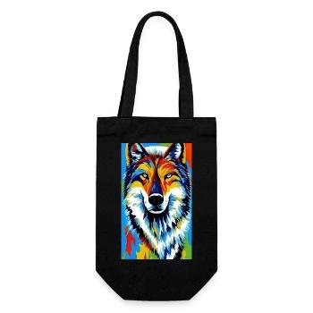 Wolf | Raubtier | Hund | Mystisch - Geschenkbeutel für Flaschen - Schwarz - Vorne